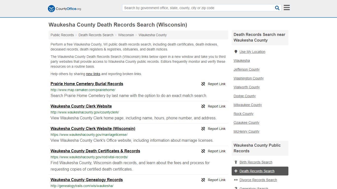 Death Records Search - Waukesha County, WI (Death ...