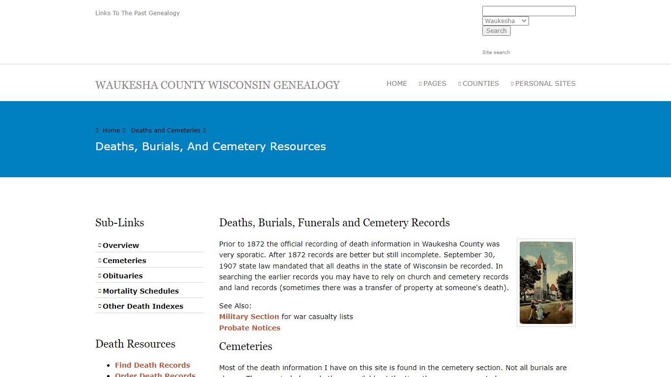 Deaths, Burials, Cemeteries, Funeral Waukesha County ...
